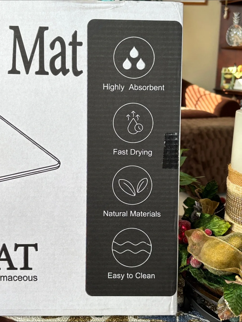 Large Stone Bath Mat Diatomite Non-Slip Natural Gray Absorbent Quick Dry